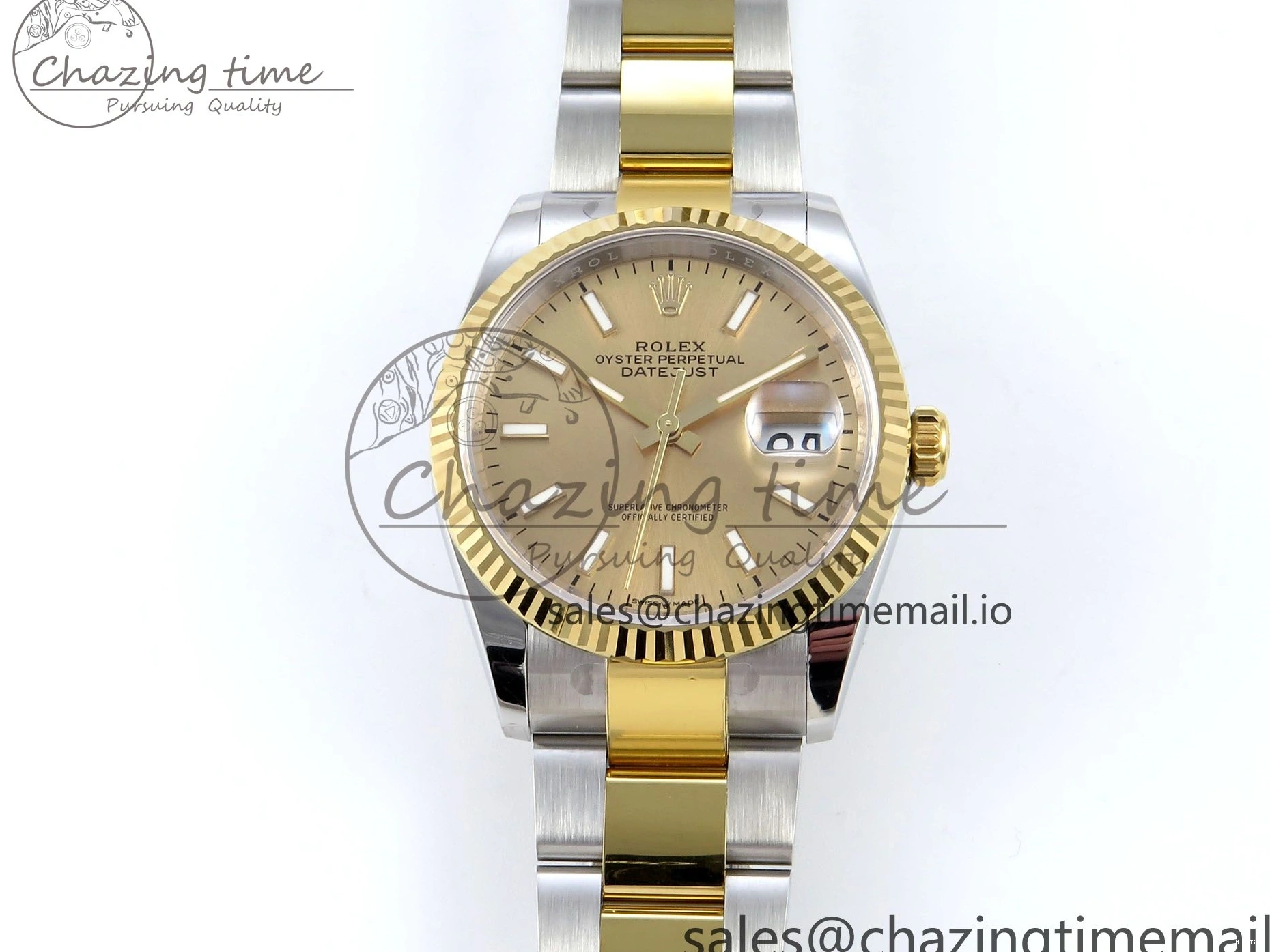 MiroTime 0418 SmartChoice DateJust 36 126233 EWEF Best Edition YG Stick Dial on SS YG Oyster Bracelet A 669